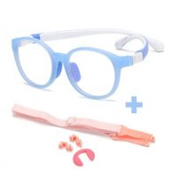 Dětské brýle proti modrému světlu - Modro bílé s nosníky a gumičkou
