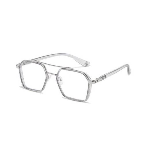 Foto - Šestiúhelníkové brýle proti modrému světlu - Transparentní, šedo stříbrné